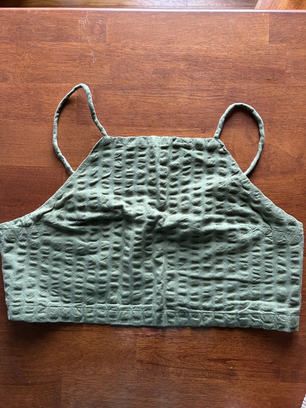 Olive Green Textured Cropped Cami Top